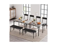 gaomon Dining Table Set for 5 Kitchen Table with 2 Upholstered Chairs and Bench 4 Pcs Rectangular Kitchen Table Set for Small Space Apartment Studio,G