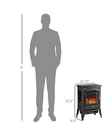 Homcom 22" Electric Fireplace Stove with 3-Sided Realistic Flame