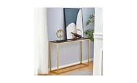 Slickblue Faux Marble Console Table for Entryway - Stylish Sofa Table with Metal Frame for Living Room