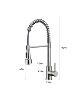 Flynama Single Handle Deck Mount Pull Down Sprayer Kitchen Faucet with Led in Brushed Nickel