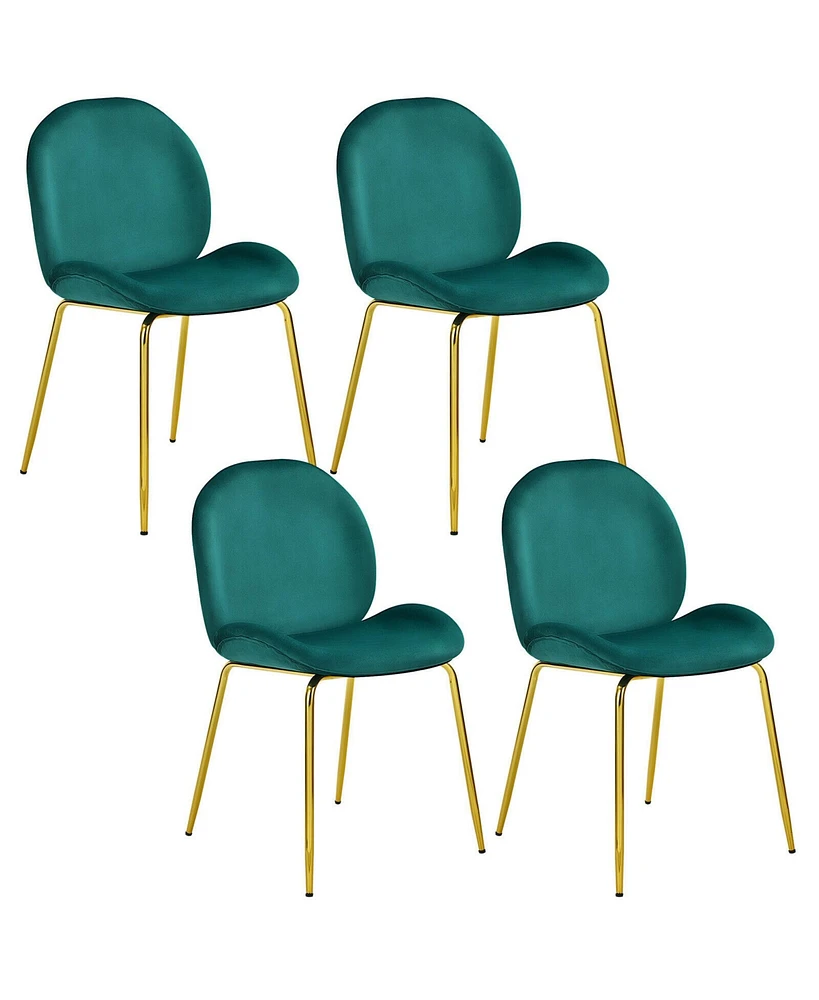 Gymax 4PCS Velvet Dining Chair Accent Leisure Armless Side Green