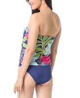 Vince Camuto Women's Floral Draped Tulip-Hem Bandini Top