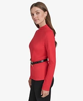 Halston Women's Belted Mock-Neck Top