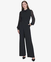 Halston Women's Rhinestone-Waistband Wide-Leg Pants