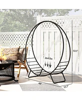Outsunny 48" Waterproof Firewood Rack with Cover, Outdoor Indoor Log Rack