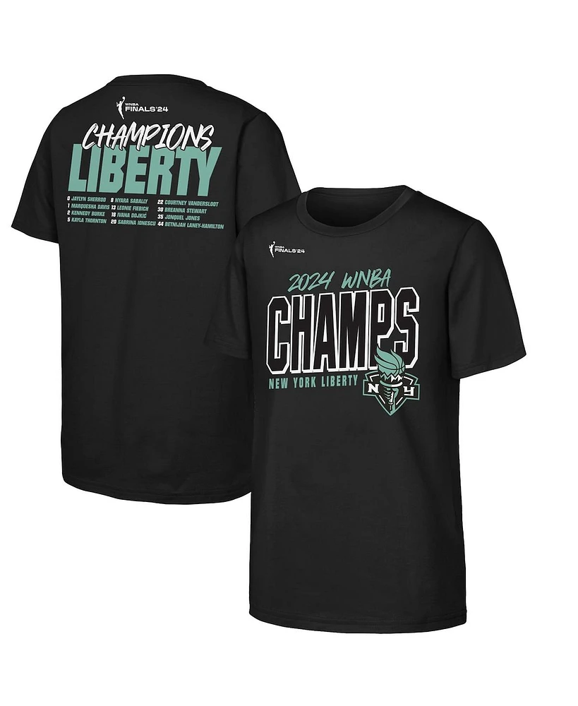 Outerstuff Big Boys and Girls Black New York Liberty 2024 Wnba Finals Champions Roster T-shirt