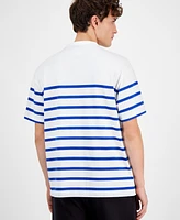 Hugo Boss Men's Relaxed Fit Short Sleeve Striped Crewneck Logo T-Shirt