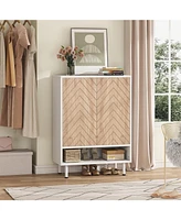 Tribesigns 6-Tier Shoe Cabinet, 18 Pair Rack Organizer Cabinet with Door and Shelves for Entryway Hallway Closet
