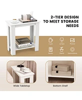 Gymax 2 Pcs 2-Tier End Table Modern Sofa Bedside Compact Nightstand with Storage Shelf
