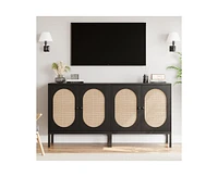 gaomon Buffet Cabinet, Rattan Storage Cabinet with Doors and Shelves, Accent Cabinet Sideboard, Wood Console Cabinet with Storage Entryway Cabinet for