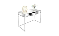 Slickblue Modern Mirrored Glass Table with One Drawer – Stylish Storage Solution