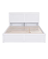 Slickblue Queen Size Storage Platform Bed with Pull-Out Shelves and Twin Xl Trundle Bed