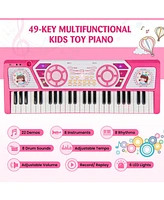 Gymax 49-Key Kids Keyboard Portable Electric Lighted Piano Instrument Toy Microphone