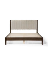 Furniture of America Alder Queen Platform Bed with Corduroy Fabric Upholstery