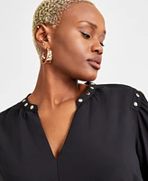 I.n.c. International Concepts Plus V-Neck Studded Blouse, Exclusively at Macy's