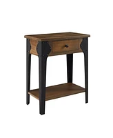 Homlux Industrial End Table Sofa Side Table Nightstand with Storage Drawer & Shelf