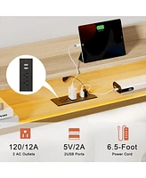 Hausource Full Size Bed Frame with Storage Headboard & Usb Ports & Outlets No Box Spring Needed