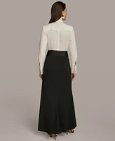 Donna Karan New York Women's Mixed-Media Scuba-Crepe Gown