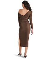 Steve Madden Women's Bevelyn Mesh Asymmetrical-Neck Midi Dress