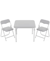 gaomon Boys and Girls Folding Table and Chairs Set of 3, Portable Table and Chair with Pu Soft Cushion