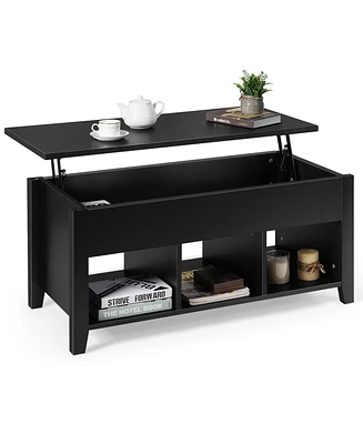 Gymax Lift Top Coffee Table w/ Storage Compartment Shelf Living Room Furniture Black