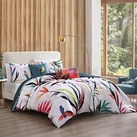 Bebejan Tropical Fusion Bedding 200 Thread Count 100% Cotton Sateen 5 Piece King Size Reversible Comforter Set