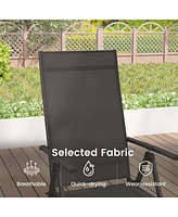Costway 2 Pcs Patio Folding Dining Chair with 7-Level Adjustable High Backrest for Garden