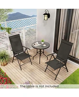 Costway 2 Pcs Patio Folding Dining Chair with 7-Level Adjustable High Backrest for Garden