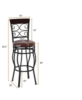 Sugift 2 Pieces 30 Inch 360 Degree Swivel Bar Stools with Leather Padded Seat