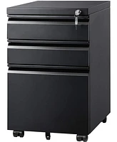 Devaise 3 Drawer Mobile File Cabinet Under Desk Office, Fully Assembled Except Casters, Letter/Legal Size, Black