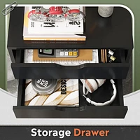 Devaise 7-Drawer Chest, Wood Storage Dresser Cabinet with Wheels, Black