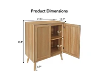 gaomon 2 Rattan Deco Door Buffet Cabinet with Storage, Sideboard Cabinet Kitchen Storage Cabinet with Adjustable Shelves and Wood Feet