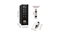 Slickblue Black 12-Bottle Electronic Wine Cabinet with Transparent Glass Door and Cold Rolled Sheet Design