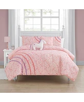 Alex + Bella Rainbow Ruffle Pink -Piece Ultra Soft Microfiber Comforter Set