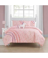 Alex Bella Rainbow Ruffle Pink 4 Piece Ultra Soft Microfiber Comforter Set