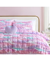 Alex + Bella Staci Swirl Pink -Piece Soft Embellished Microfiber Comforter Set