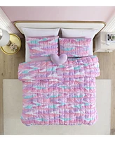 Alex + Bella Staci Swirl Pink -Piece Soft Embellished Microfiber Comforter Set