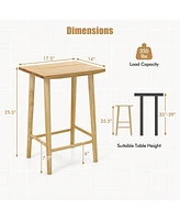 Costway 25.5" Counter Height Stool Set of 2 with Footrest & Solid Wood Frame