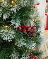 Glitzhome Pre-Lit Pine Artificial Christmas Porch Tree, 4 Feet