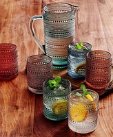 The Wine Savant Hobnail Beaded Pitcher and Tumbler Glasses, Set of 7