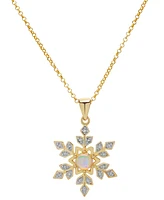 Lab Grown Opal (1/3 ct. t.w.) & Lab Grown White Sapphire (1/5 ct. t.w.) Snowflake 18" Pendant Necklace in 14k Gold-Plated Sterling Silver