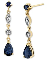 Sapphire (1 ct. t.w.) & Diamond (1/5 ct. t.w.) Drop Earrings in 14k Gold