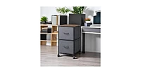 Devaise 2 Drawer Mobile File Cabinet, Rolling Printer Stand, Fabric Vertical Filing Cabinet fits A4 or Letter Size for Home Office