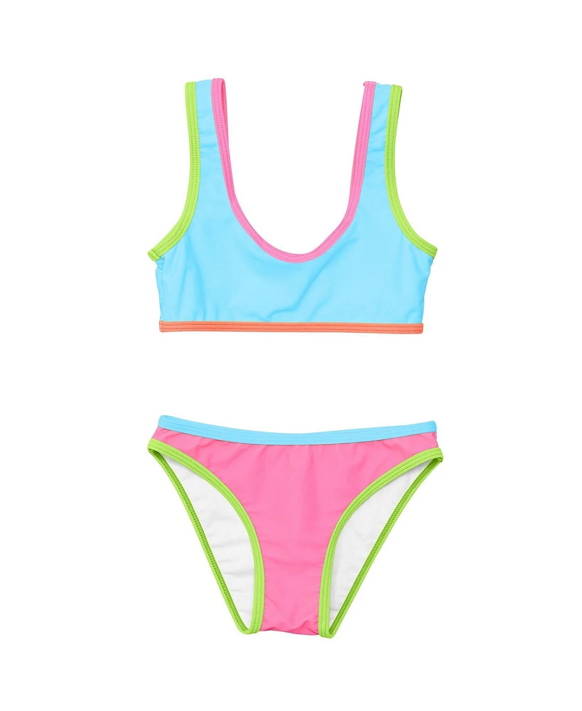 Snapper Rock Big Girls Candy Colorblock Crop Bikini