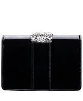 Nina Crystal Embellished Patent Flap Clutch