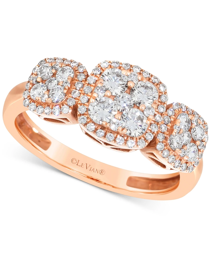 Le Vian Vanilla Diamond Triple Square Cluster Ring (5/8 ct. t.w.) in 14k Rose Gold