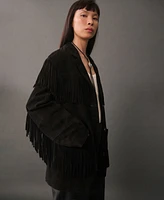 Mango Women's Leather Fringes Jacket