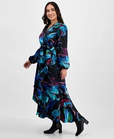 I.n.c. International Concepts Petite Printed Surplice Ruffled Maxi Dress, Exclusively at Macy's