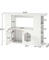 Tribesigns White Buffet Cabinet with Open Storage Shelf, 47.2