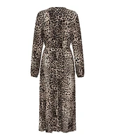 Olsen Women's Leopard Print Faux Wrap Midi Dress